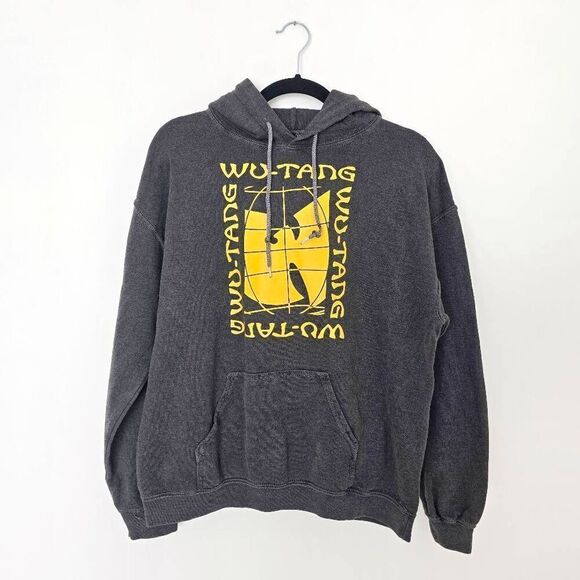 Wu-Tang Hoodie Women's Medium Pigment Black Graphic Logo Drawstring Gorpcore - Picture 1 of 4